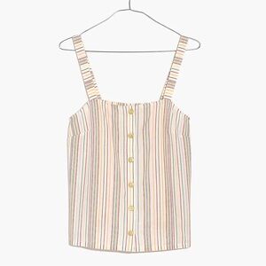 Madewell Button-Front Cami Tank in Textural Rainbow Stripe